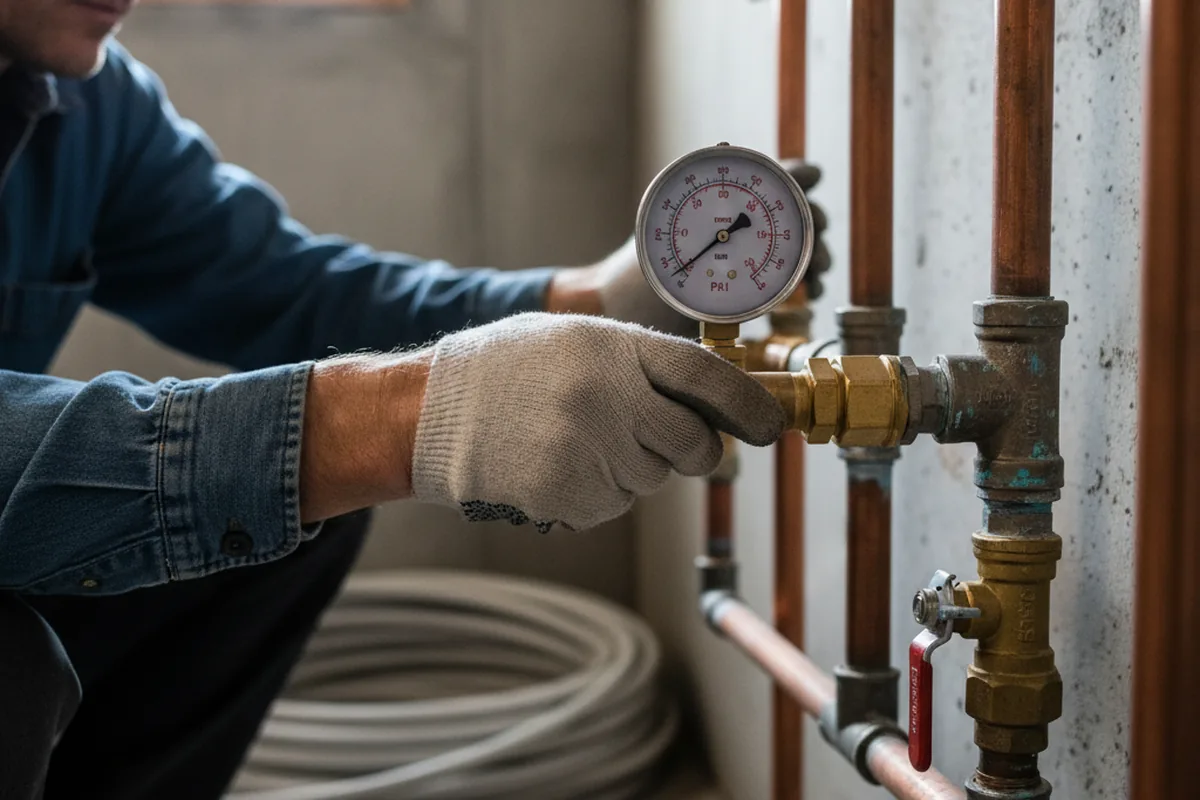 Pressure testing a repaired line during Water Line Repair in West Warren